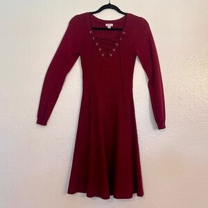 Chic Knit Burgundy Midi Dress